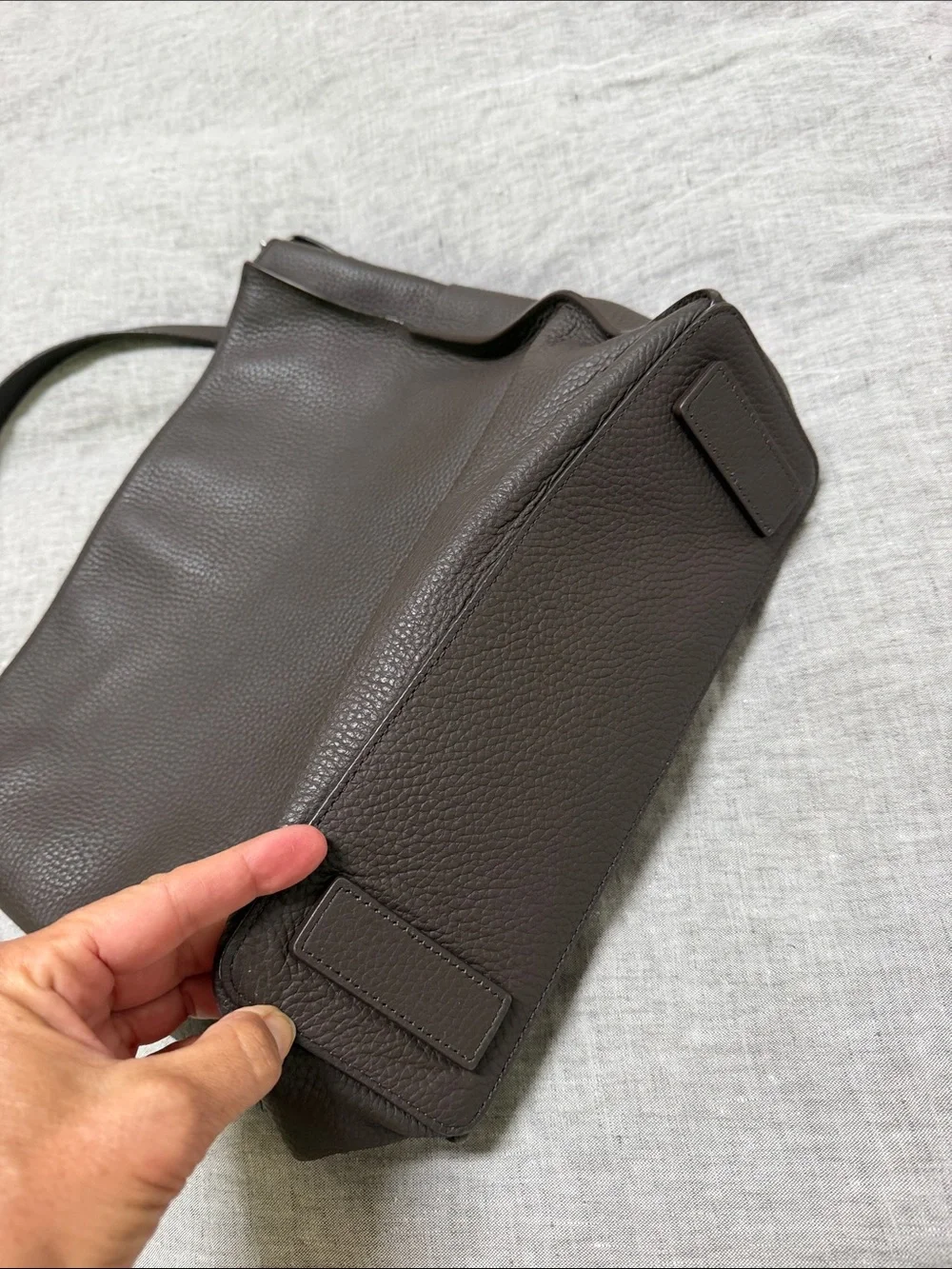All Saints Leather Crossbody Tote Bag in Dark Brown Leather